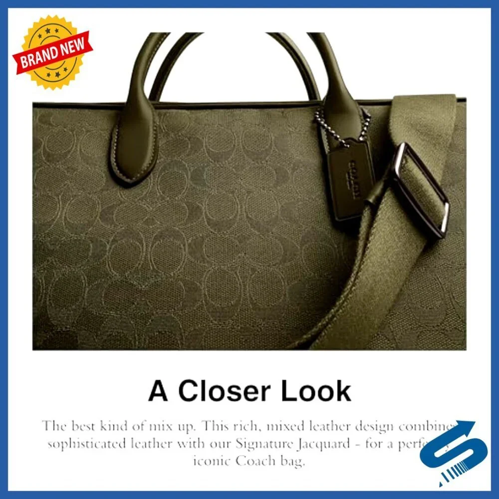 Men's Leather Briefcase with Laptop Sleeve, Detachable Crossbody Strap